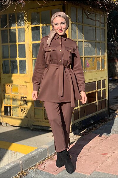 Moda Rosa 26K2271 - KAHVE - GOLD DÜĞME SCUBA TAKIM