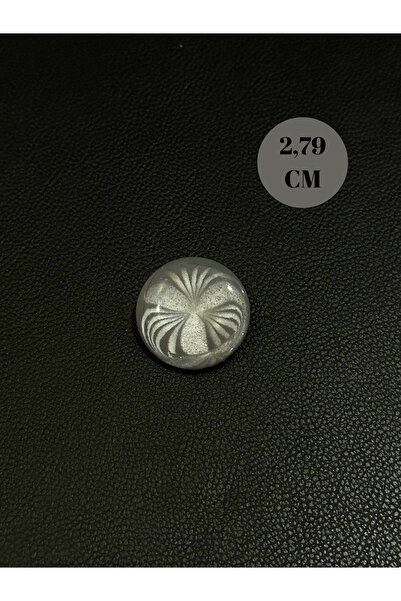 aensia Gri İçi Simli Çizgi Kelebek Desenli Polyester Kaban Ceket Düğmesi 2,79 CM - 1 ADET