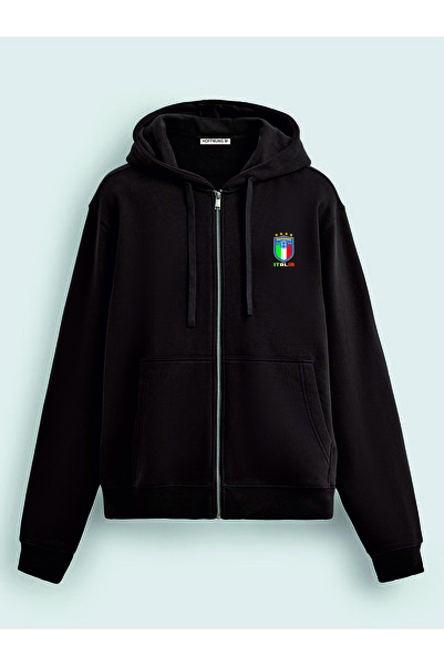 HOFFNUNG Φούτερ με κουκούλα oversized με μοτίβο με φερμουάρ unisex 3 THREADS ...