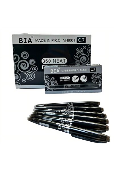 JML 144 Pixuri Gel Bia 12 Seturi Negru cu Guma de Sters, 12 bucati pe set