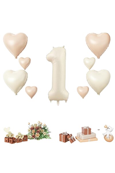 Partifabrik Set de baloane retro inimă Decor de perete Aniversare 1 an 9 bucăți