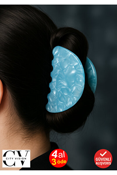 cityvision Синя блискуча мушля Модель Ацетат Затискач для волосся 7 см – Стильний і міцний