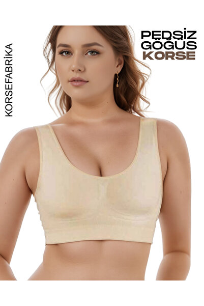 KORSEFABRİKA Thick Strap Chest and Back Gathering Padless Women's Chest Bustier Breathable Corset