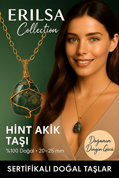 Erilsa Certified Wire-Wrapped Gold-Colored Natural Indian Agate Stone Necklac...