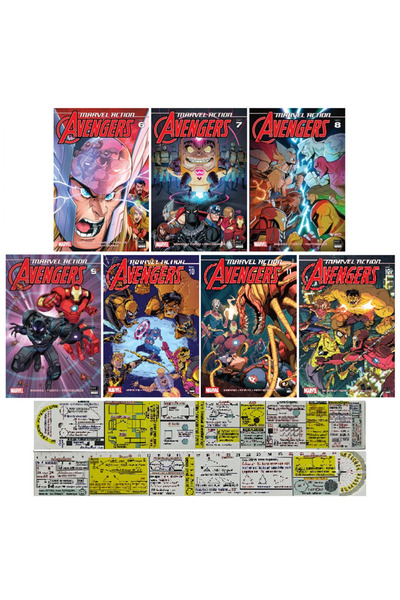 Marmara Çizgi Action Avengers 6-7-8-9-10-11-12. Ciltler Çizgi Roman Seti + Ma...
