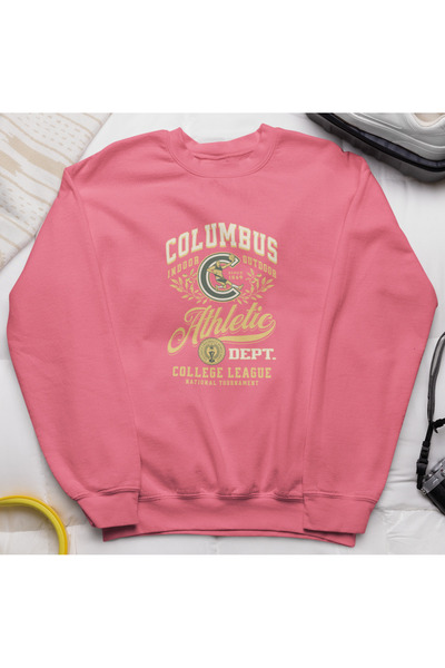 MAGORS سترة رياضية من القطن المطبوع بأكمام طويلة وياقة دائرية من كولومبوس أثل...