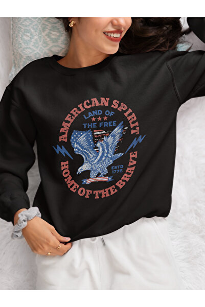 MAGORS سترة رياضية أمريكية الطراز مطبوعة من القطن بأكمام طويلة وياقة دائرية ب...