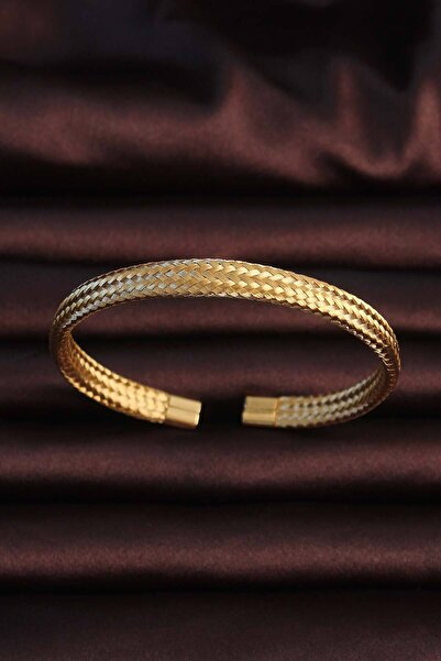 Clariss 316L Steel Gold Color Straw Look Men's Bracelet
