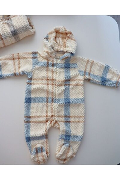 TinyAlp Peluş Kışlık Yumuşacık Ekose Velsoft Kız Erkek Bebek Tulum