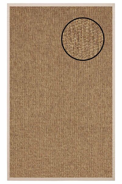 Neva Halı Kilim 5666 Kahve Hasır Dokulu Sisal Halı-Bej Bordür - 100x300