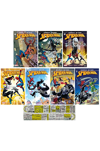 Marmara Çizgi Action Spider-Man 6-7-8-9-10-11-12. Ciltler Çizgi Roman Seti + Mat. Öğreten Cetvel