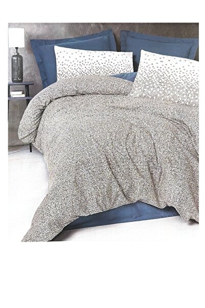 ŞENER HOME طقم غطاء لحاف مزدوج من كوتون بوكس مينيمال أويستر بترول