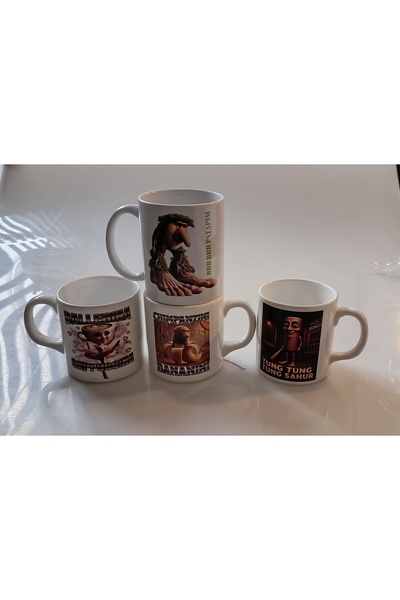 miras home طقم أكواب مطبوعة من تونغ تونغ ساحور، باليرينا كابوتشينا، شيمبينزي ...