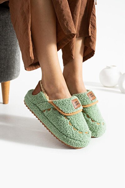 Sanart Shop Kadın Peluş Kaydırmaz Taban Sıcak Tutan Yumuşak Ev Ayakkabısı