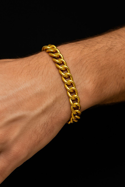 Jaida Moda Men's Gold Color Chain Model Stainless Steel Bracelet