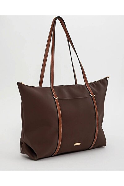 melecco Büyük Kadın Omuz Çantası Şık ve Geniş Hacimli Günlük Çanta Tokalı Der...