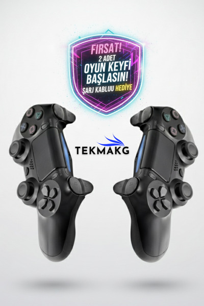 TEKMAKG Ps 4 Joystick Tablet Telefon Pc Uyumlu Titreşimli Kablosuz Oyun Kolu 2 Adet - Şarj Kablo Hediyeli