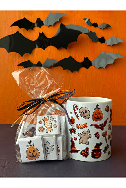 Hepsi Enteresan كوب الهالوين بنمط مختلط مع الشوكولاتة، كوب الهالوين