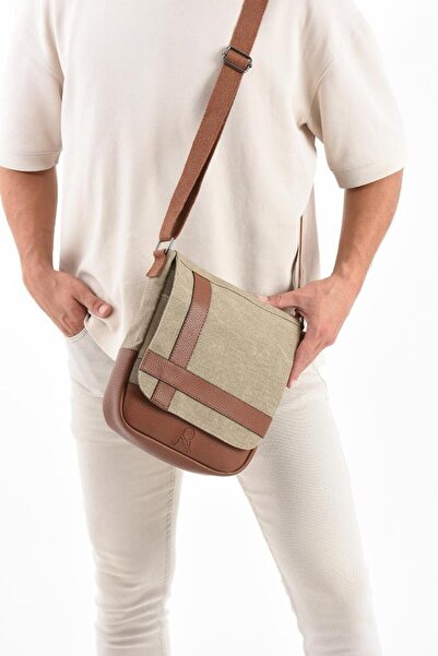 H&D COLLECTİON حقيبة تابلت من قماش الكانفاس للرجال، حقيبة ساعي البريد 27*23 س...