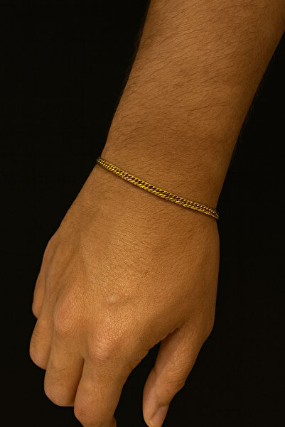Jaida Moda Steel Gold Thin Crushed Chain Men's Bracelet – 20 cm