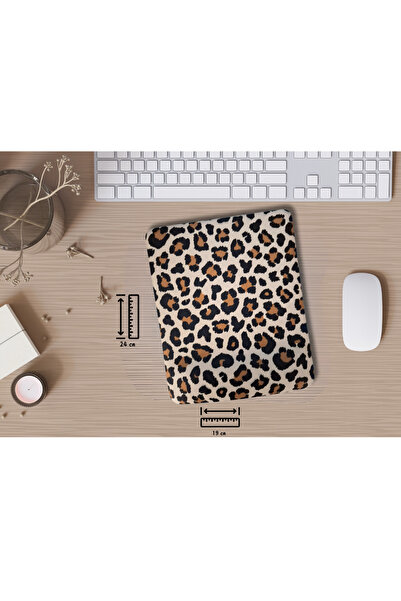 IVART Leopar Desenli Bileklik Destekli Dikdörtgen Mouse Pad