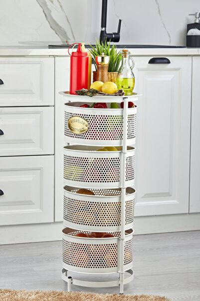 Genel Markalar Metal Sebzelik Meyvelik, Yuvarlak Mutfak Rafı, Çok Amaçlı Patates Soğan Sepeti