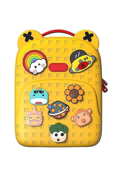 Generic Kids Cute Lightweight Silicone Backpack School Bag With 8pcs Cartoon Tags