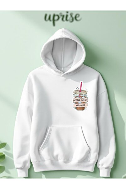 Vordevia Hanorac Iced Coffee cu imprimeu Cotton 3 Thread O supradimensionat