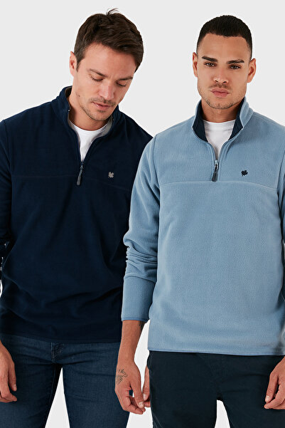 Buratti Slim Fit Anti-Pilling Non-Pilling Bato Collar Raised 2-Pack Fleece Men's Polar 5906