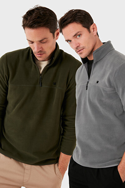 Buratti Slim Fit Anti-Pilling Non-Pilling Bato Collar Raised 2-Pack Fleece Men's Polar 5906