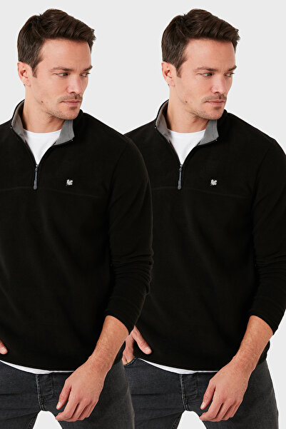 Buratti Slim Fit Anti-Pilling Non-Pilling Bato Collar Raised 2-Pack Fleece Men's Polar 5906