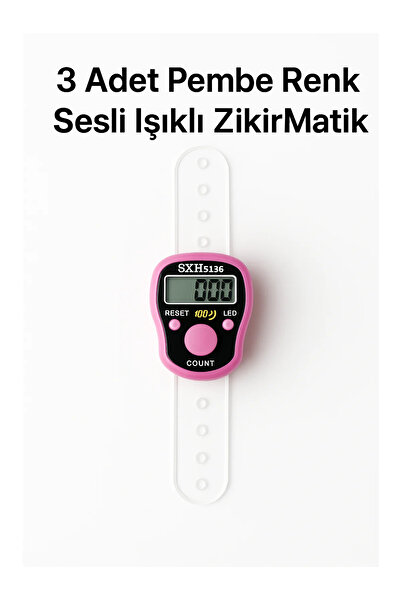 LookBuyTake 3 Pieces Pink Color Digital Zikirmatik with Sound and Light – Rin...