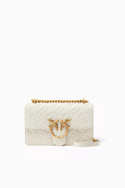 PİNKO Love One Deri Mini Çapraz Çanta, Şık & Zarif, Logo Kabartmalı