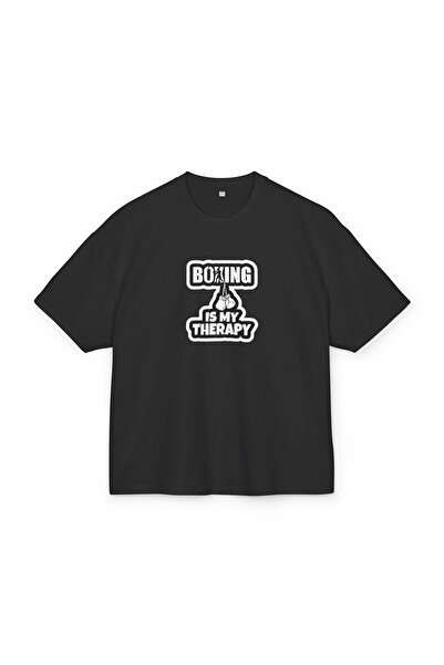 LORVEX تي شيرت قطني كبير الحجم للجنسين – طباعة الملاكمة