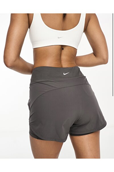 Nike Dri-Fit Bliss Mid-Rise 3" 2-in-1 Training Gri Kadın Taytlı Şort
