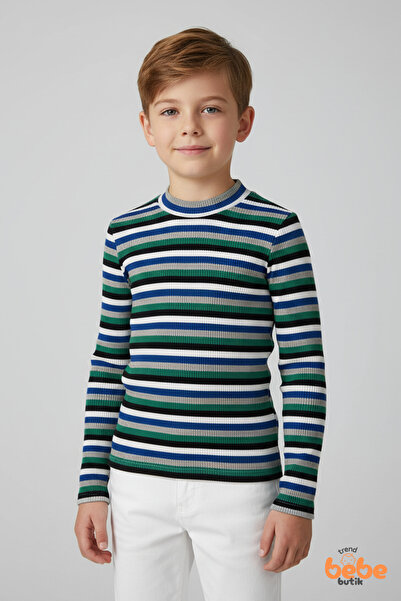 Trend Bebe Butik Body cu mânecă lungă pentru băieți, cu dungi colorate și ner...