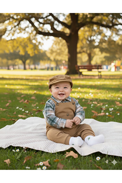 TinyAlp Kışlık Tarz ve Tasarım Desenli Oduncu Erkek Bebek Salopet Takım