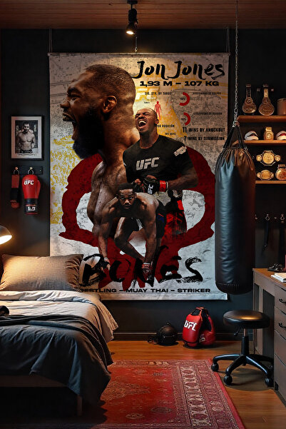 FG Store Jon Jones Temalı Dijital Baskılı Duvar Örtüsü Duvar Halısı