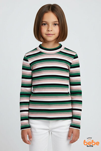 Trend Bebe Butik Цветен боди с дълги ръкави в стил корсет за момичета – еласт...