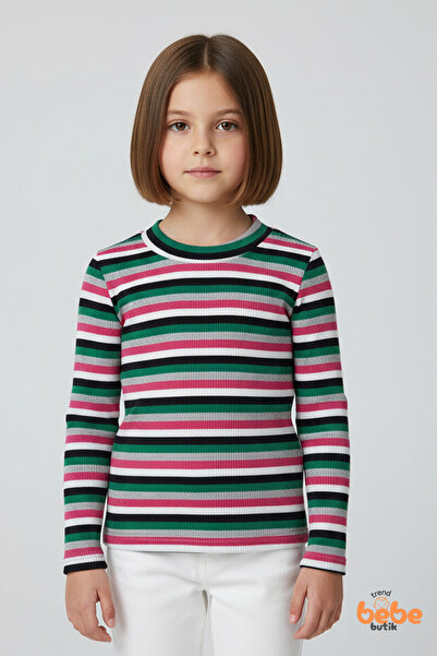 Trend Bebe Butik Body pentru fete cu mânecă lungă, cu dungi colorate și model...