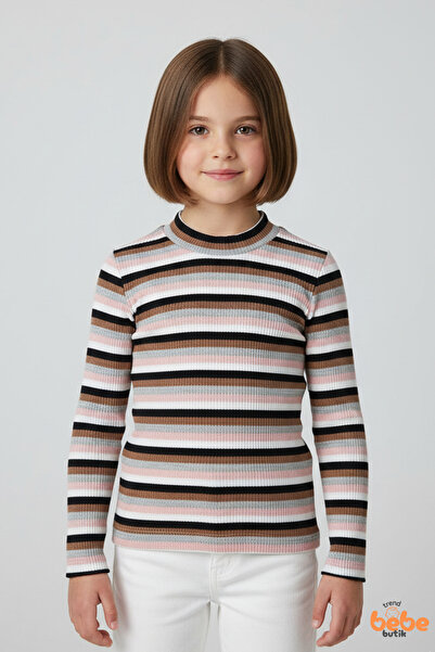 Trend Bebe Butik Цветен боди с дълги ръкави в стил корсет за момичета – еласт...