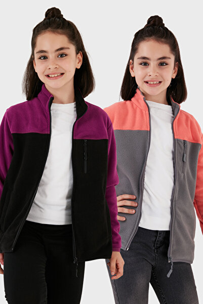 Lela Πακέτο 2 τεμαχίων με μαλακή υφή με φερμουάρ, χρωματιστό μπλοκ, όρθιο γιακά, τσέπη, φλις παιδικό POLAR 5905001S2