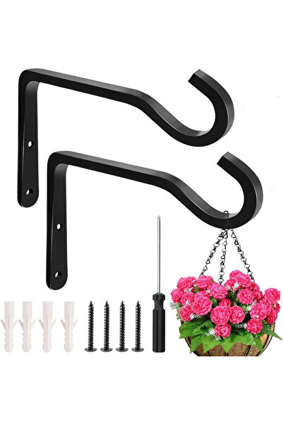 OEM Cârlige negre din oțel inoxidabil pentru agățarea ghivecelor, set de 2 cu accesorii