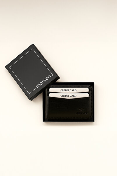 Morven Men's Black 100% Leather Wallet Card Holder