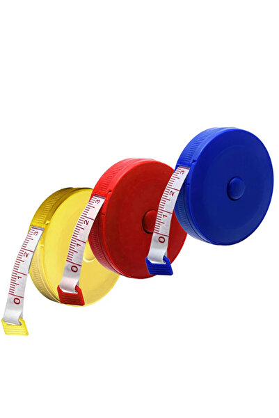 bk&tk design Otomatik Basmalı Mezura 150 Cm Terzi Mezurası 1,5 M - Metre Vücu...