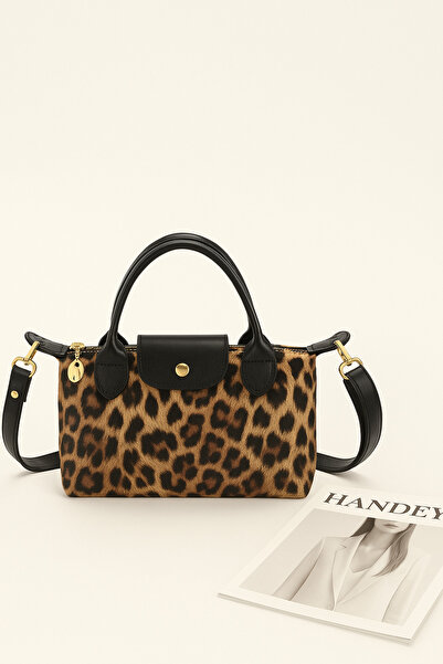 Handley ليليانا – حقيبة يد وكتف جلدية بتفاصيل جلد الفهد