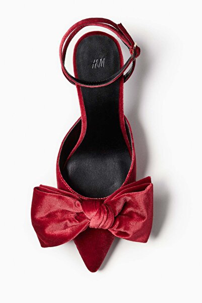 H&M Bow-detail velour court shoes