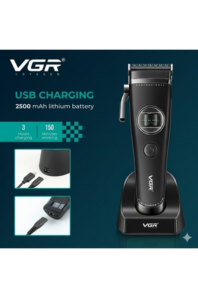 VGR V-880C Professional Hair Clipper-High Speed Brushless Motor & Ceramic Blades Cordless (Black Color)