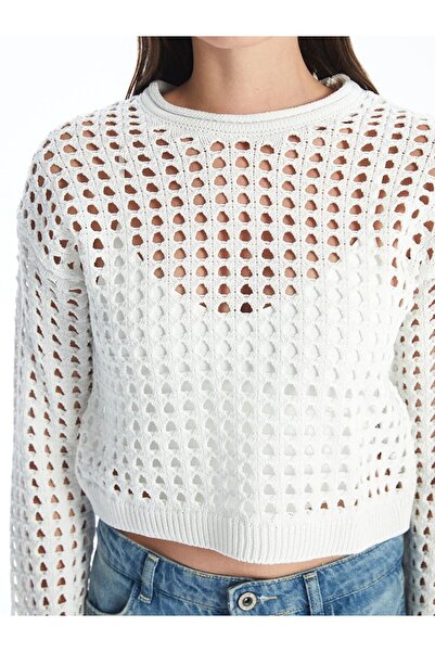 LC Waikiki Crew Neck Openwork Long Sleeve Women's Knitwear Sweater