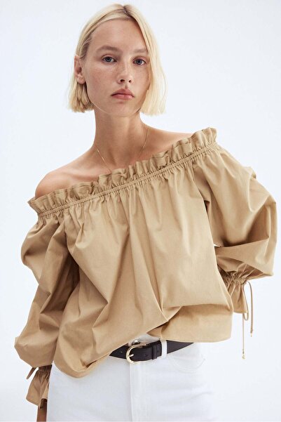 H&M Off-the-shoulder poplin blouse